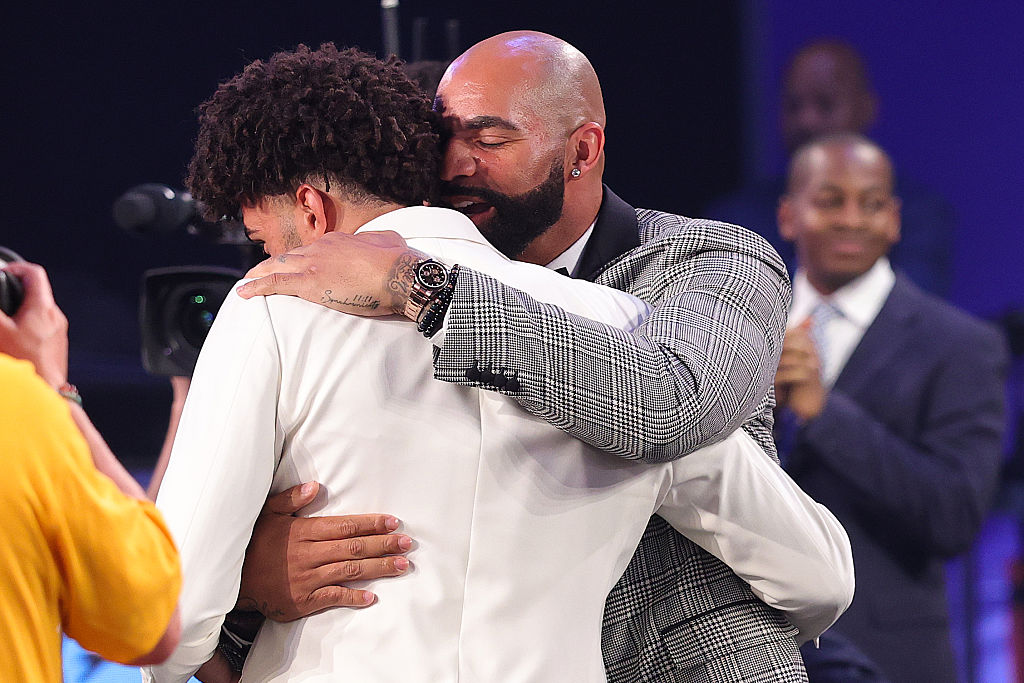 Cameron Boozer and Carlos Boozer at 2026 NBA Draft 