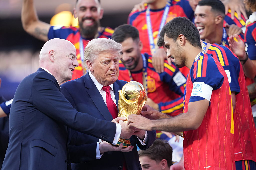 Spain Celebrates World Cup Win Over As President Trump Awkwardly Refuses To Leave Stage