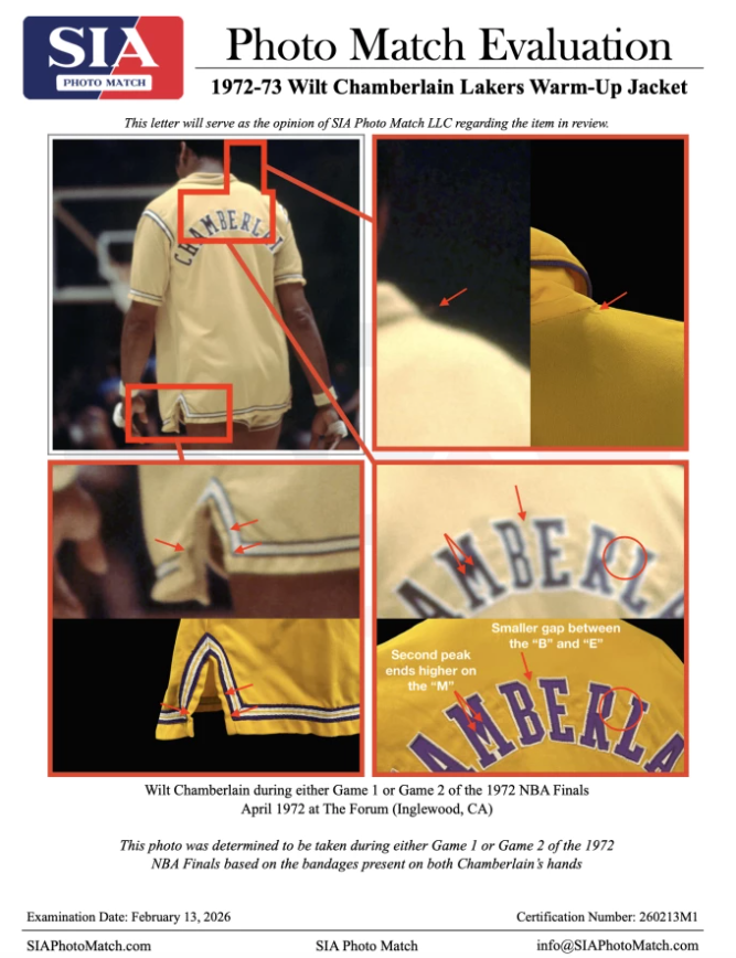 Closeup of a basketball jersey with "CHAMBERLAIN" and "LAKERS" text, along with detailed analysis of jersey features.