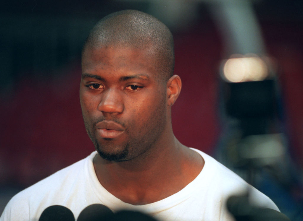Timbers guard Isaiah Rider talks with members of the media about the Christian Laettner trade to Atlanta