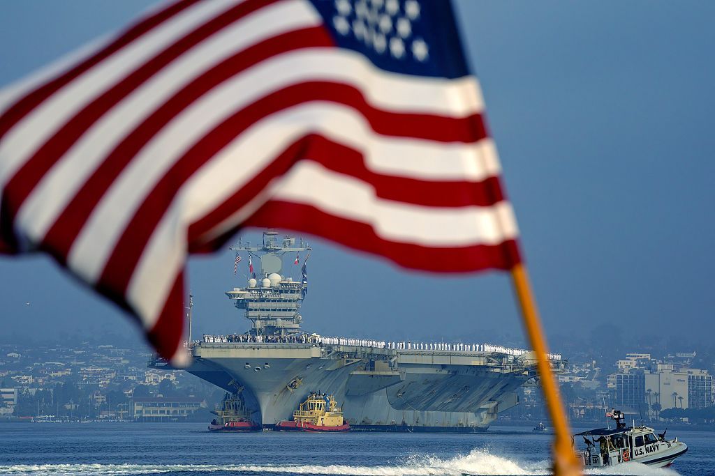 "San Diego, CA - August 11: The USS Abraham Lincoln strike group makes her way into San Diego bay as they returns from deployment on Thursday, Aug. 11, 2022 in San Diego, CA. (Photo by Nelvin C. Cepeda/The San Diego Union-Tribune via Getty Images)"